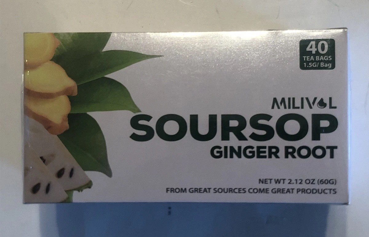 2 Boxes 80 Premium Milivol Soursop Ginger Root Leaf Tea Bags 100% Natural Pure