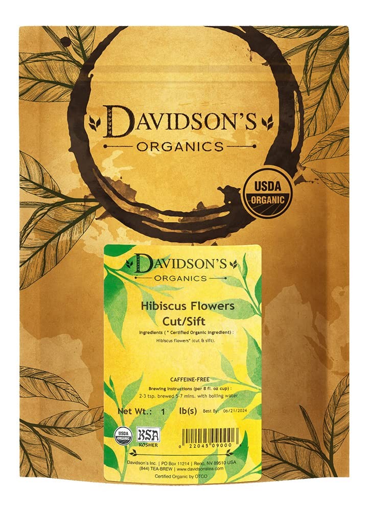Davidson’s Organic Hibiscus Flowers Loose Leaf Tea 1 Pound Herbal Vitamin C