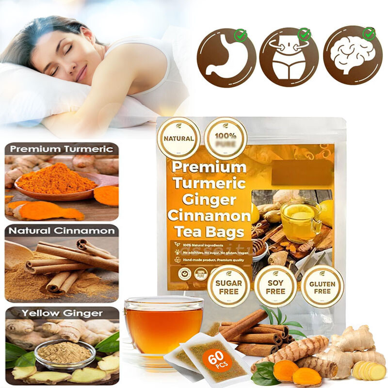 60-300 Turmeric,Ginger,Cinnamon Tea Bags,100% Natural,No Additives,Caffeine Free