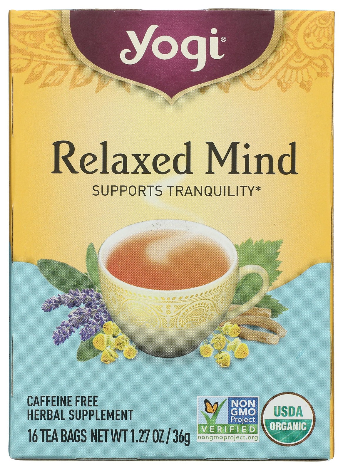 Yogi Tea Relaxed Mind Herbal Blend 16 Count Natural Relaxation Tea
