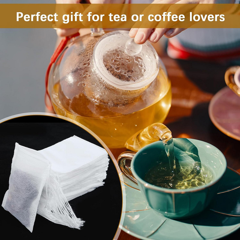 400Pcs Disposable Tea Bag Drawstring Flip Empty Teabags Herb Loose Tea Filters