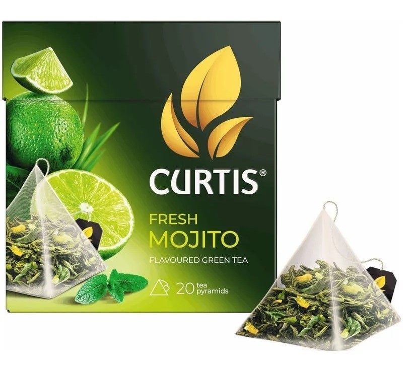 3 x CURTIS Green Tea Fresh Mojito LEMONGRASS MINT Pyramid Teabags 20 ct.