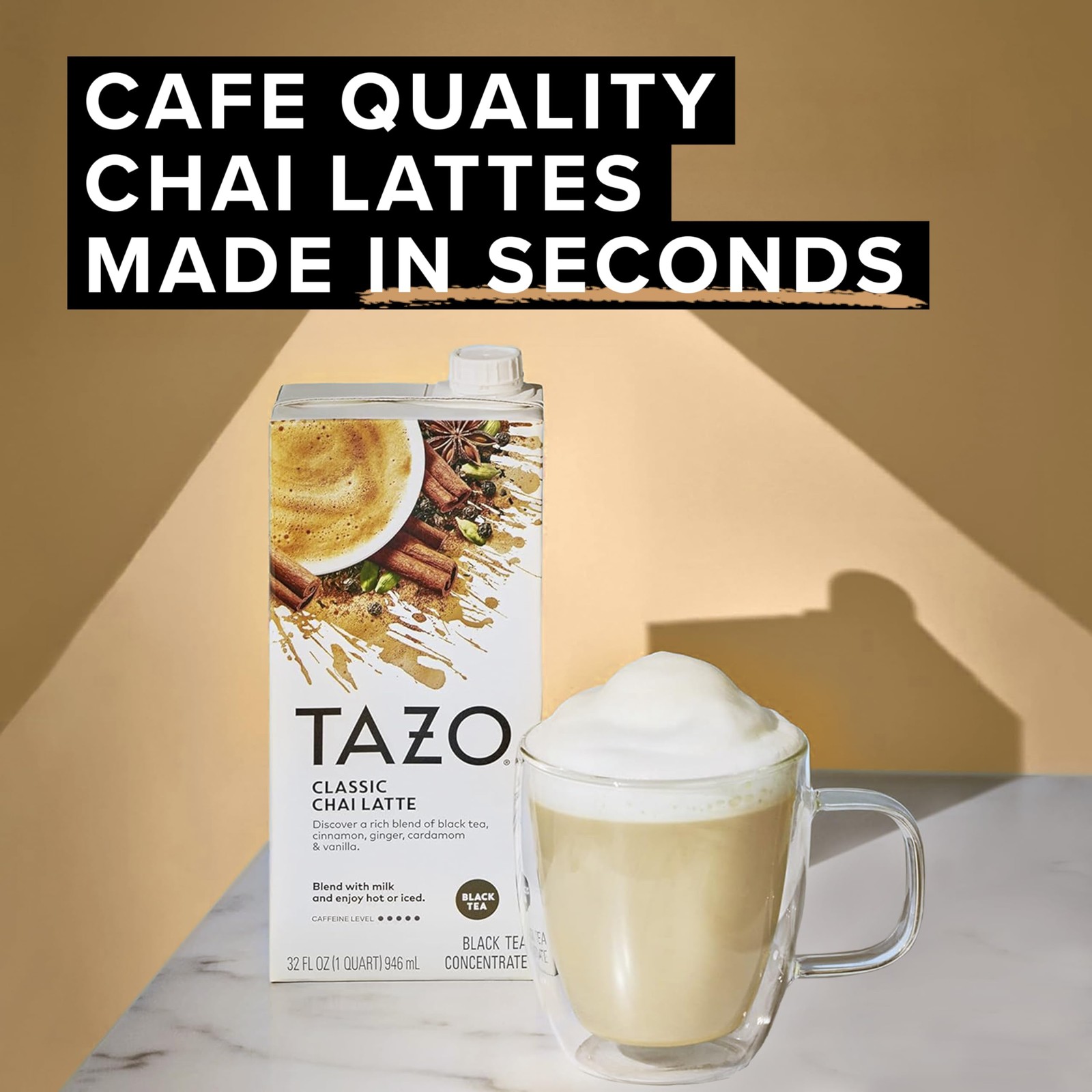 TAZO Classic Chai Latte, Black Tea Concentrate, 32 Fl Oz (Pack of 1)