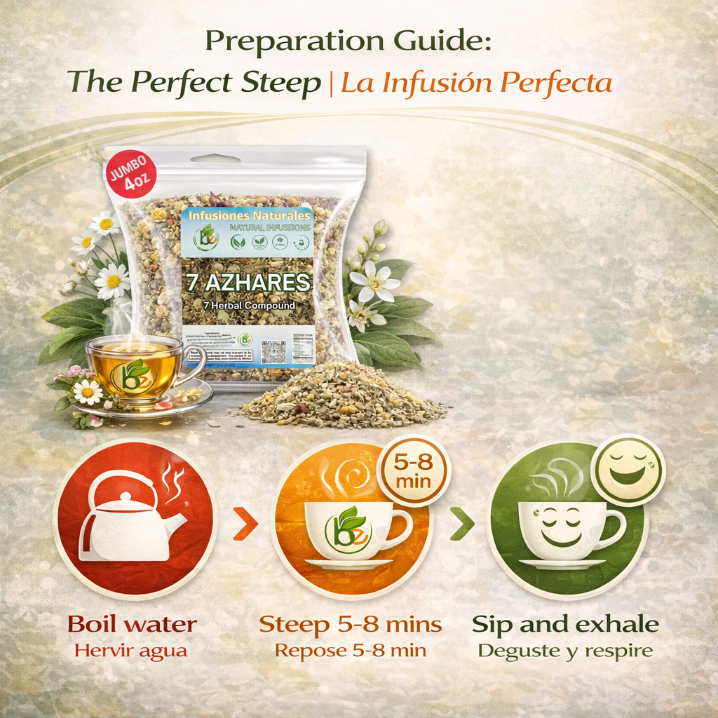 7 Azahares Herbal Tea – 4 oz Loose Leaf Calming Tea Blend – Passion Flower, Vale