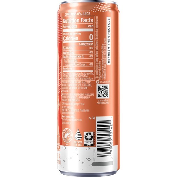 Pure Leaf Peach Sparkling Real Brewed Tea 12oz 12 Pack Cans Beverage