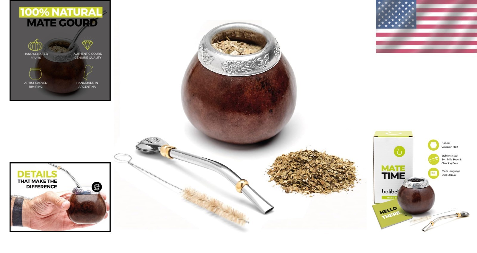 Traditional Calabash Mate Gourd Set – Handmade in Argentina