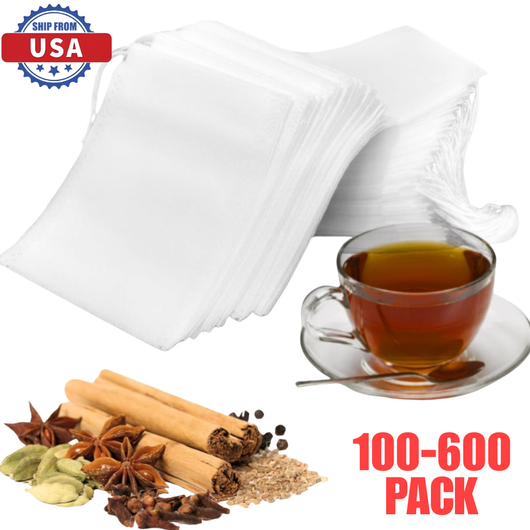 600× Disposable Tea Bag Drawstring Flip Empty Teabags Herb Loose Tea Filters US