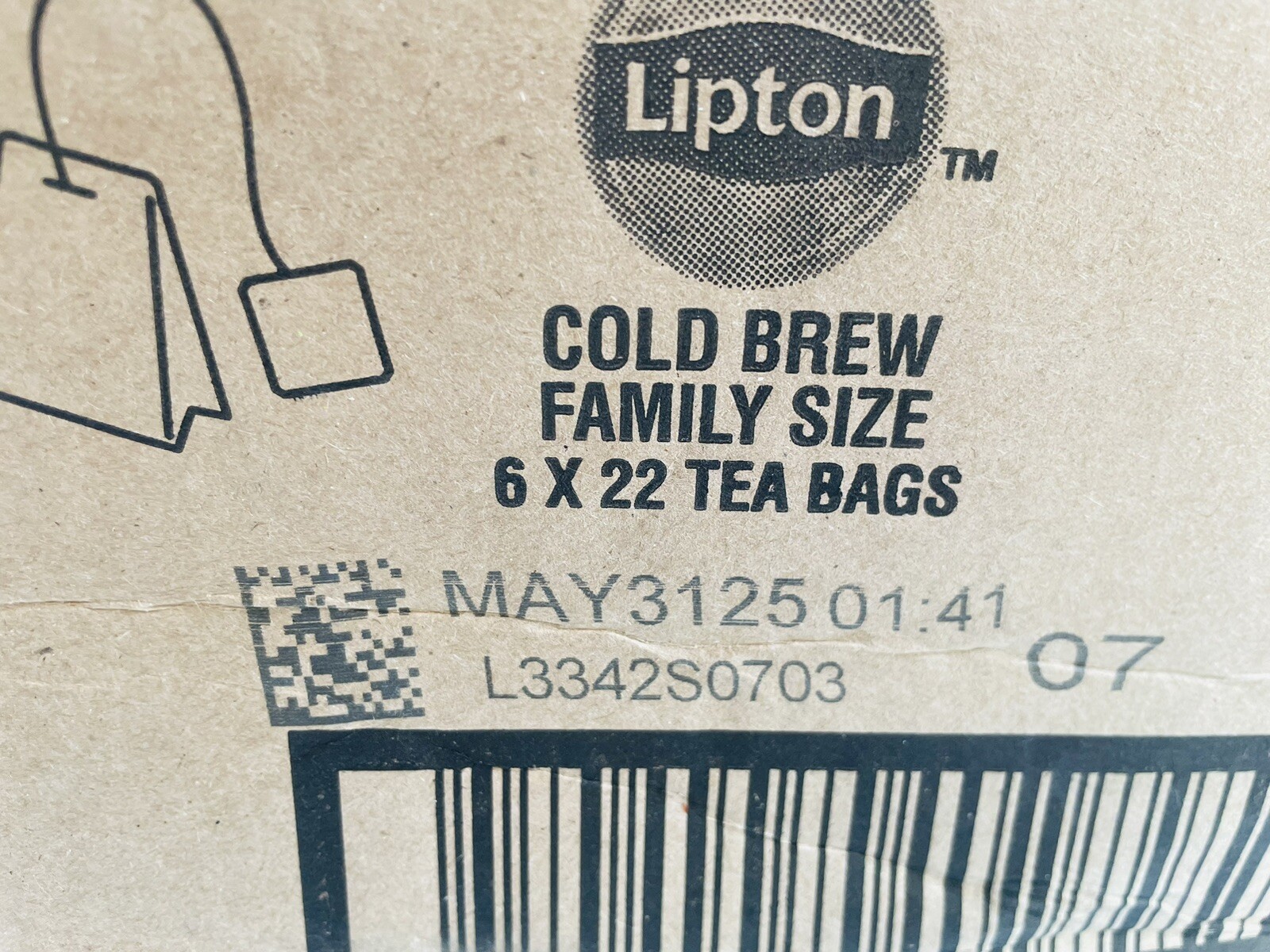 Lipton Cold Brew Iced Black Tea Bags, Family Size, 22 Count (Pack of 6)