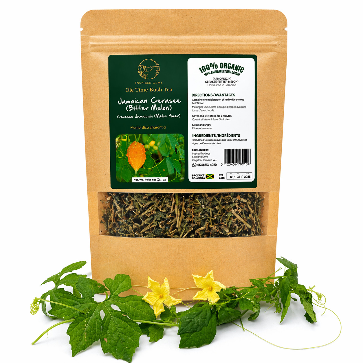 Jamaican Cerasee Tea Organic Bitter Melon Loose Leaf Herbal Available in US & CA