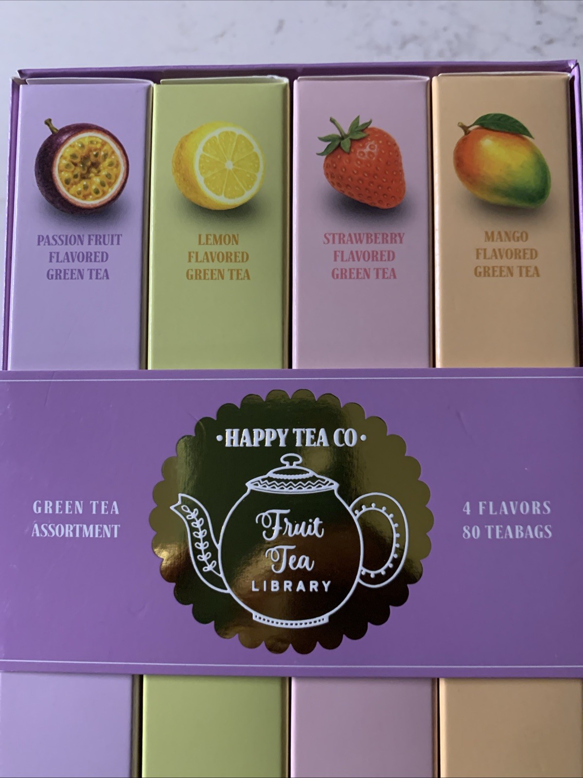 Happy Tea Co Set Of 4 Flavored Assorted Fruit Green Tea Library