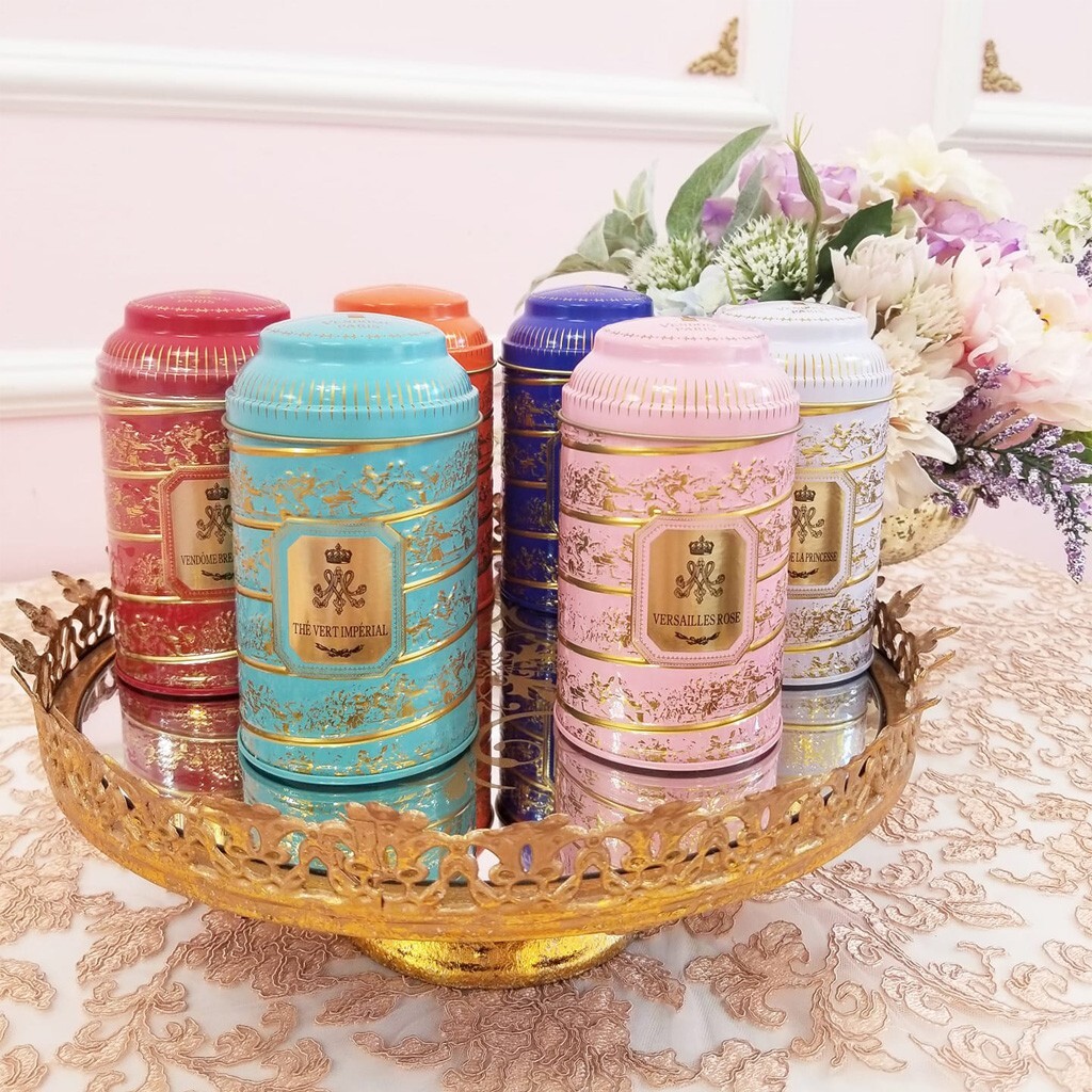 Nina’s Paris, Place Vendôme ‘Versailles Rose’ Black Tea in Embossed Pink Tin