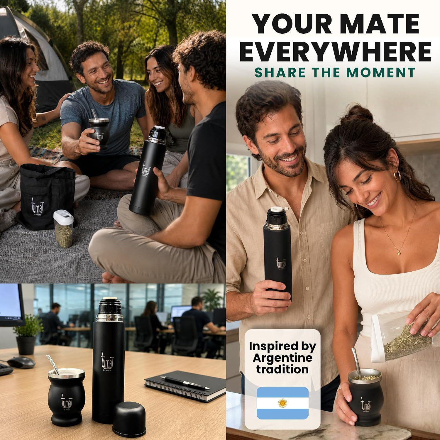 Complete Yerba Mate Kit – Stainless Steel Mate Cup Set, Bombilla (Straw) & 750Ml
