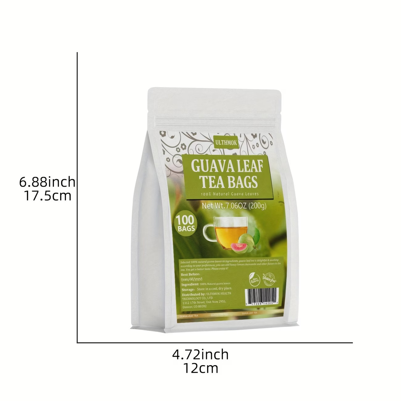 Natural Tea 100% Guava Leaves No Additives No Caffeine 2g x100 Bags Premium Leaf
