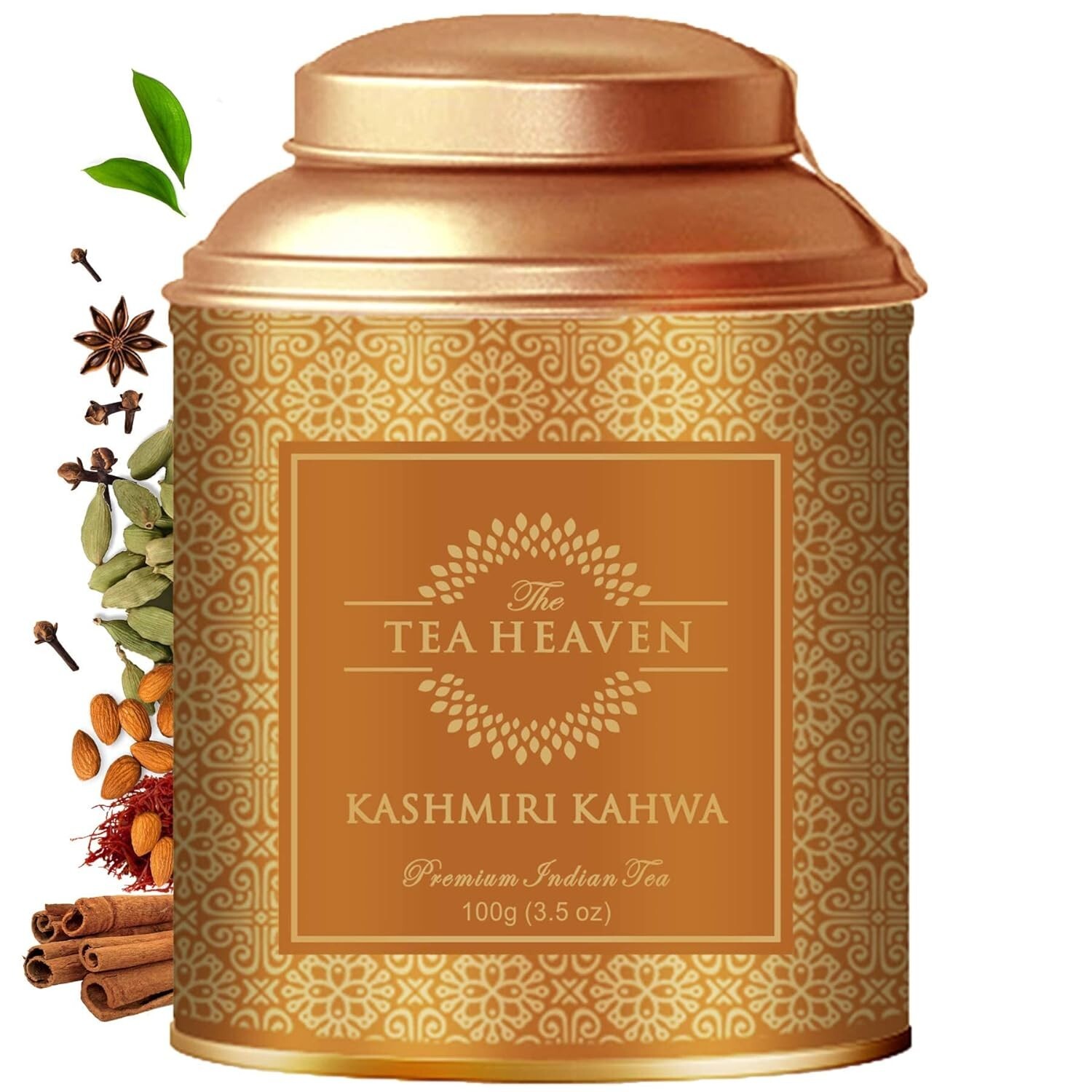 Leaves Green Tea Gift-Kashmiri Kahwa 100 Grams Tea Pack-Blended With Saffron