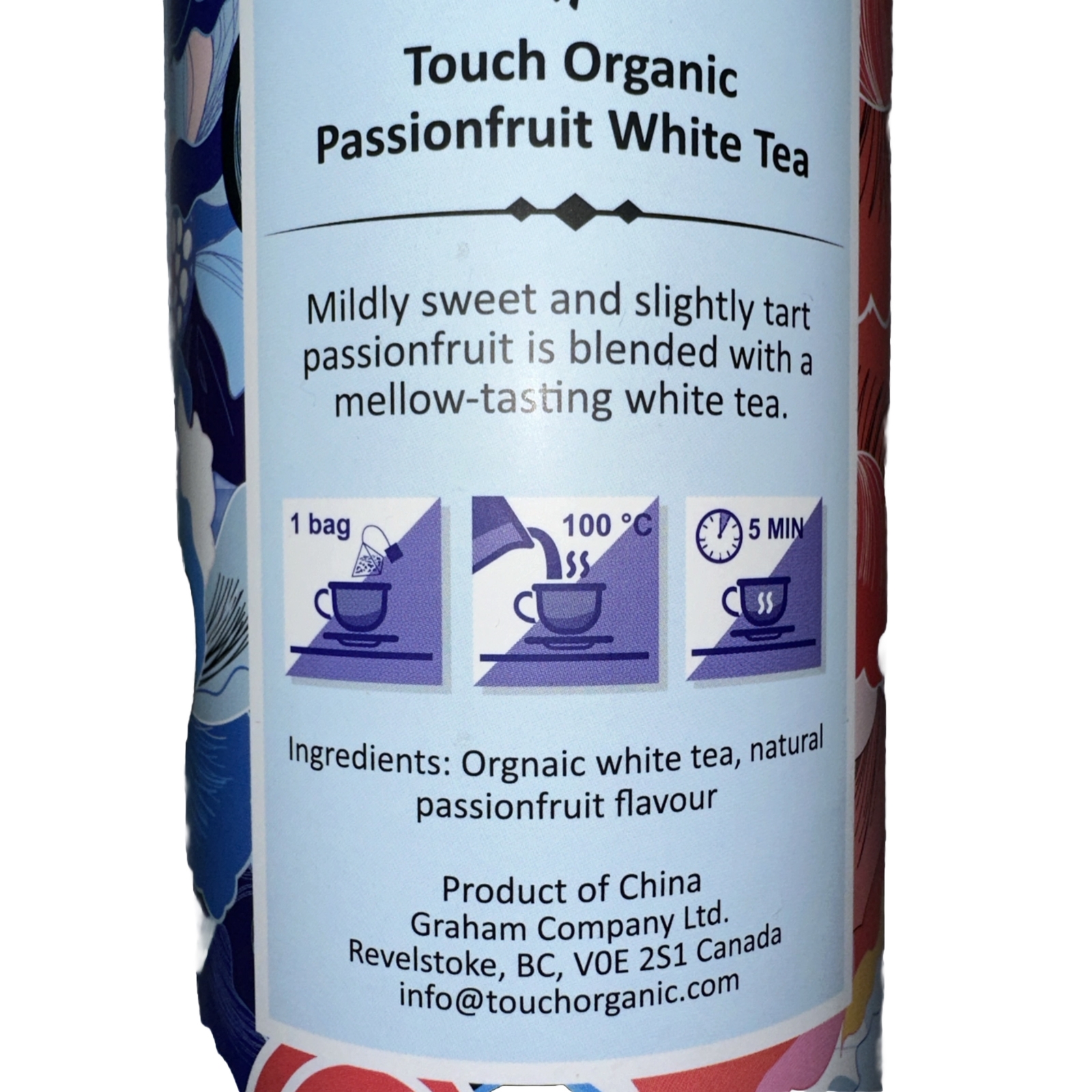 Touch Organic WHITE TEA 🫖PASSION FRUIT ‘BAI MU DAN’ 20Pyramid Bags USDA ORGANIC