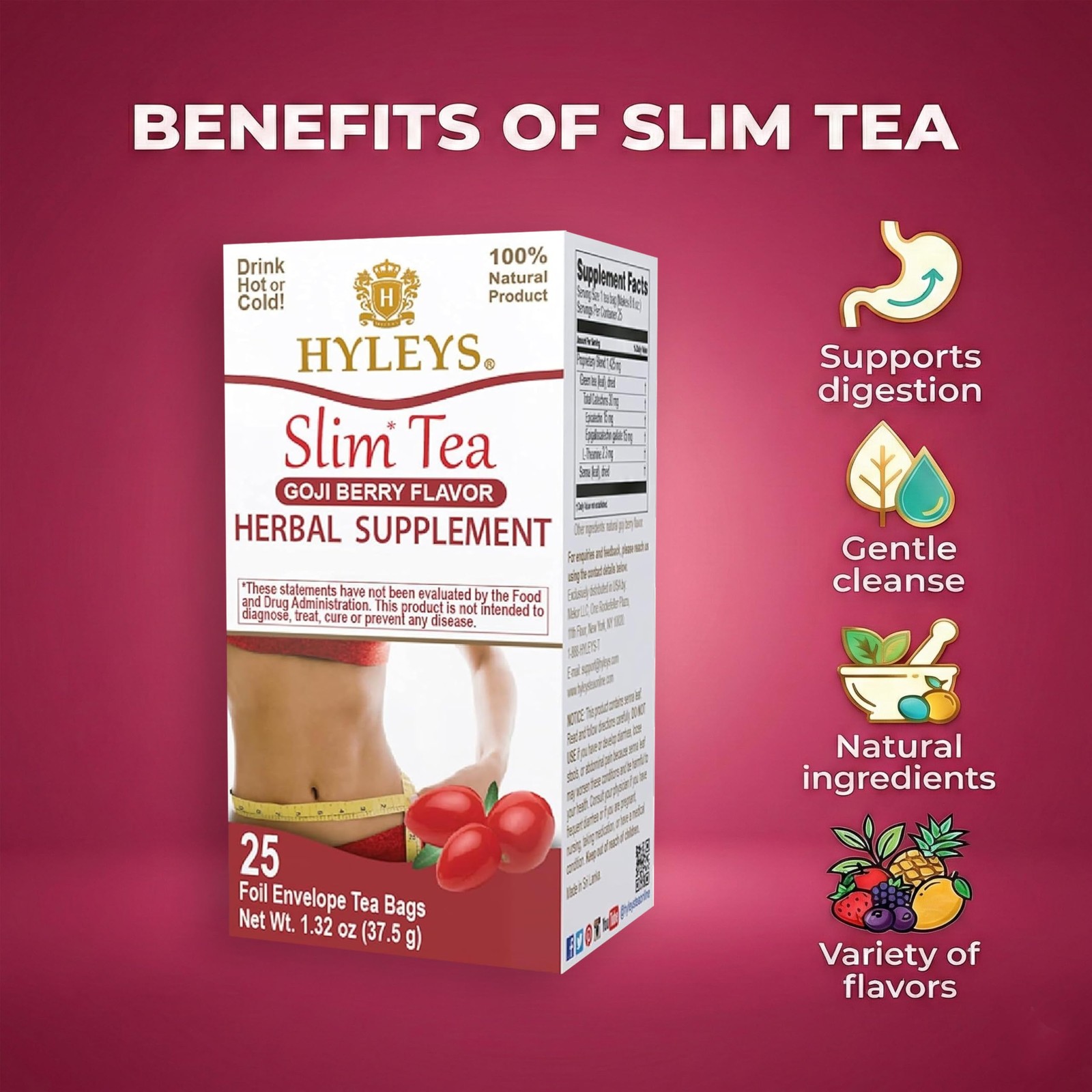 Slim Tea Goji Berry Flavor Weight Loss Herbal Supplement Cleanse and Detox …
