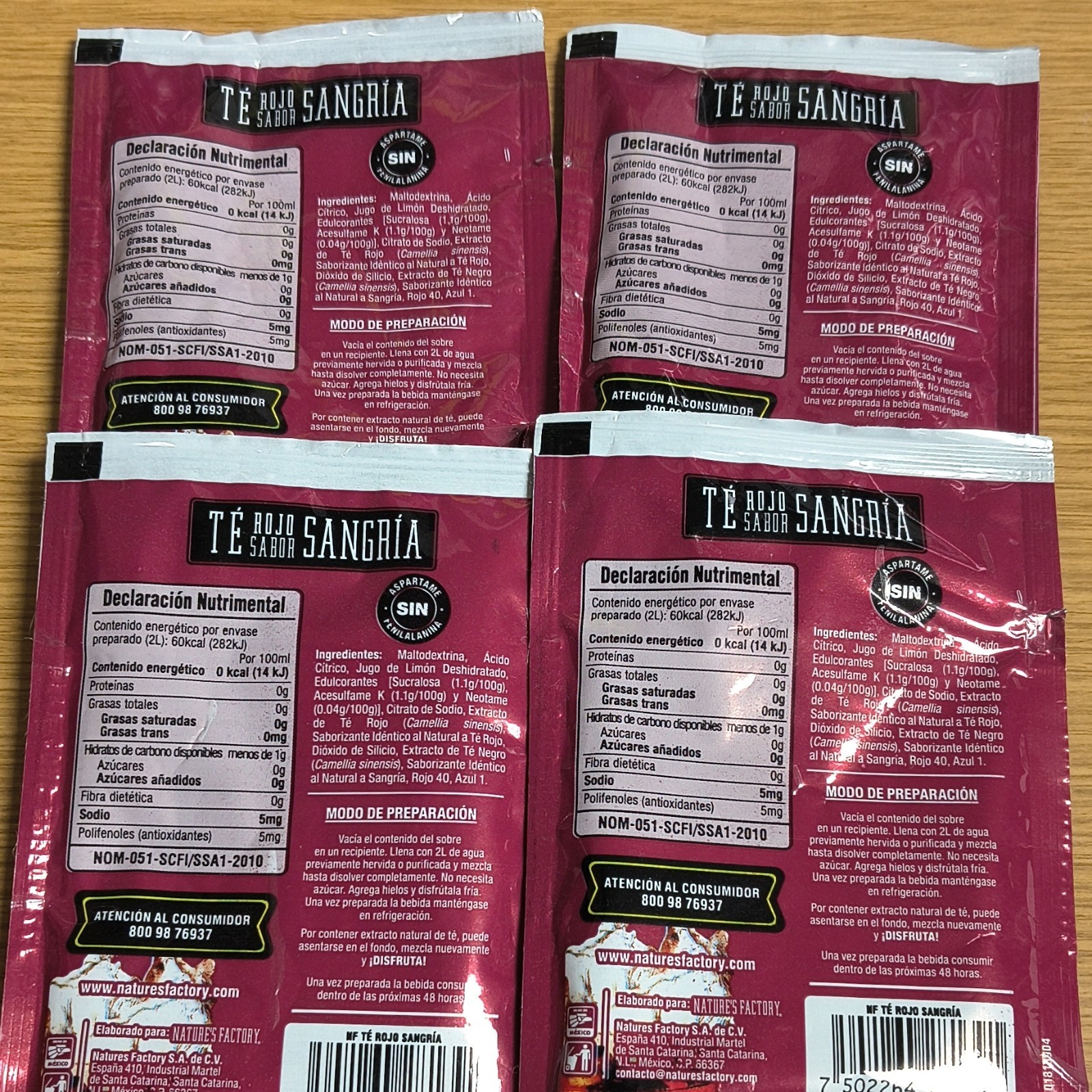 Nature’s Factory Red Tea Powder Sangria Flavor 4 Pack Sugar Free