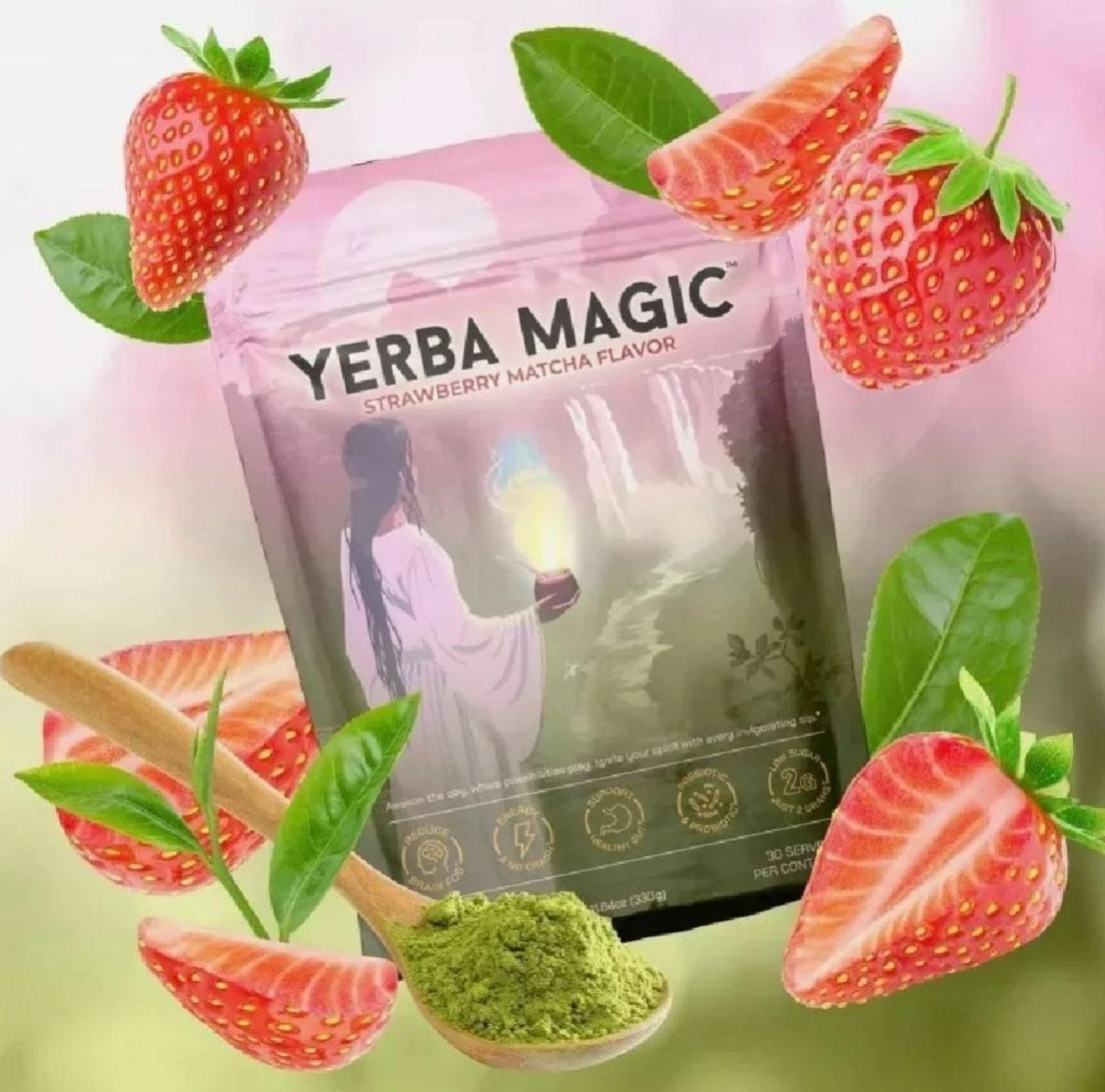 Authentic Brainista Yerba Magic Variety Yerba Mate Tea Powder Strawberry Peach