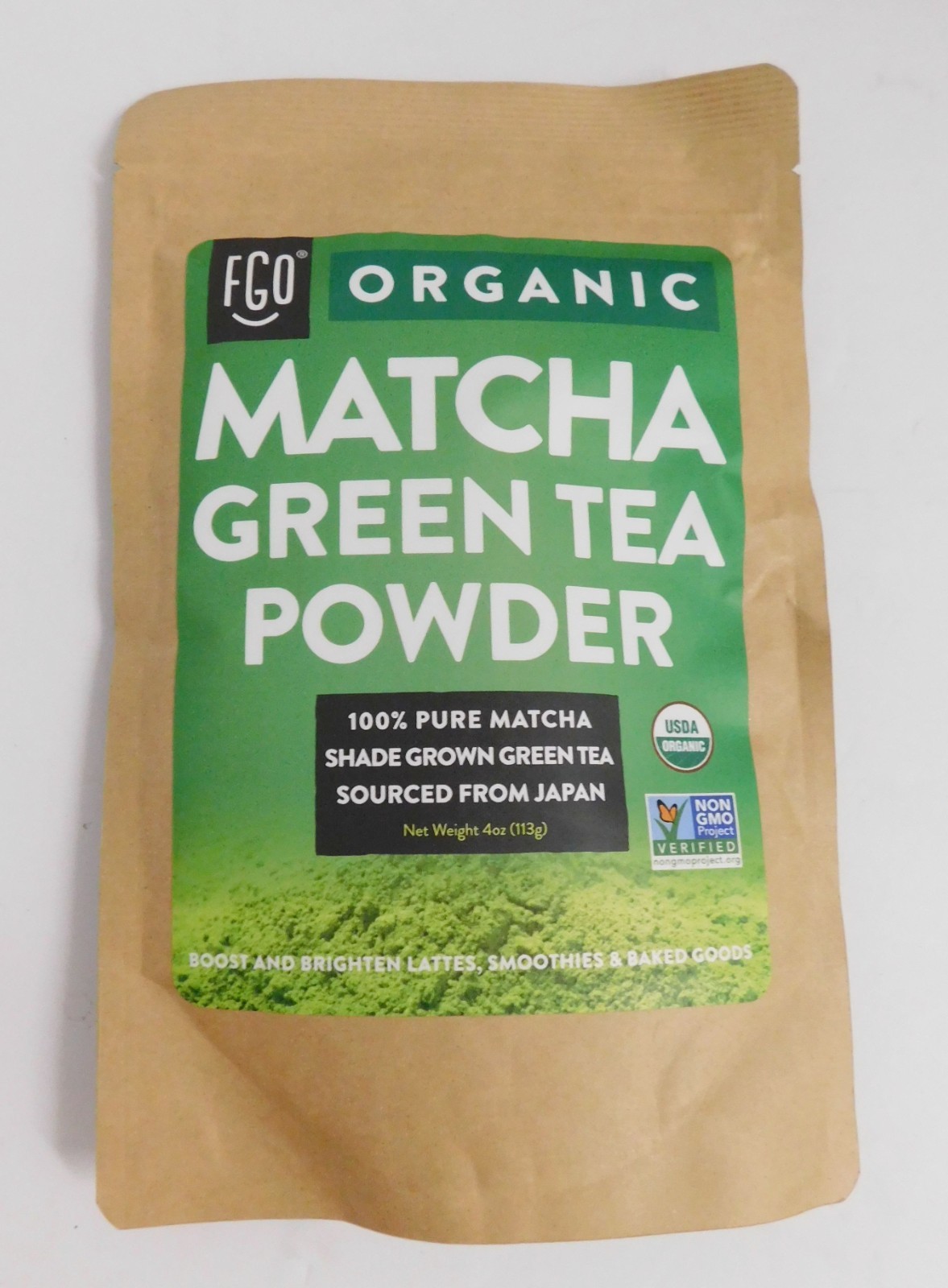 FGO Organic Matcha Green Tea Powder, Japanese Culinary 4 Oz (Pack of 1) SEALED
