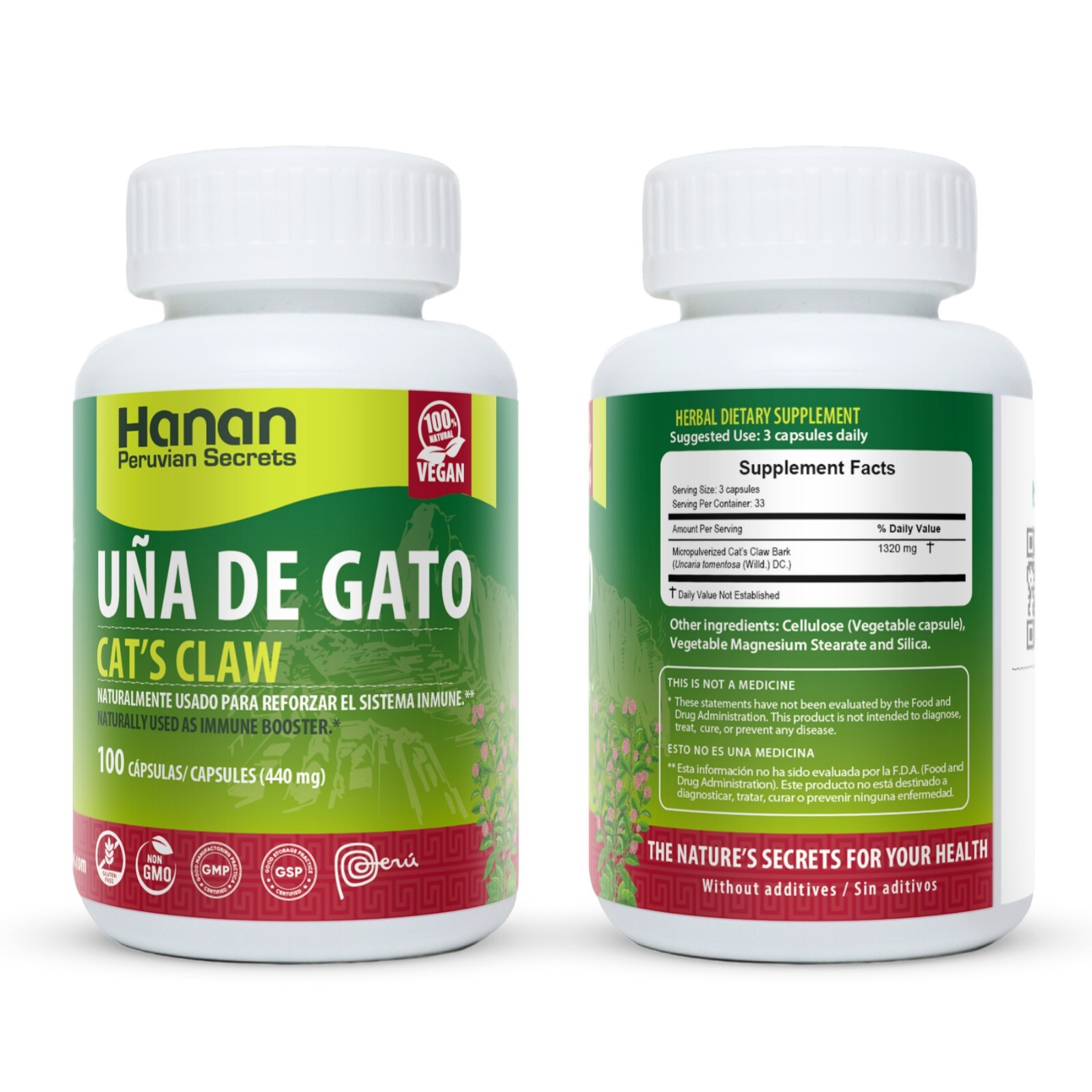 Hanan Uña de Gato Cat’s Claw | 100 Capsules | Naturally Aids in Supporting Healt