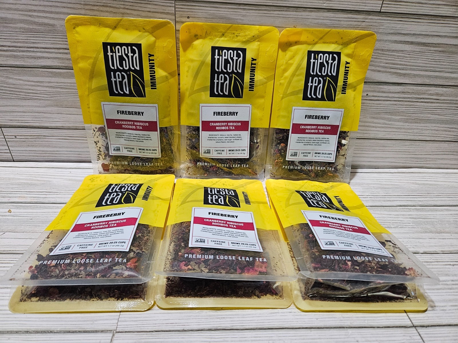 Lot of 6 Tiesta Tea Fireberry Cranberry Hibiscus Rooibos Tea 1.7 oz 11/2027