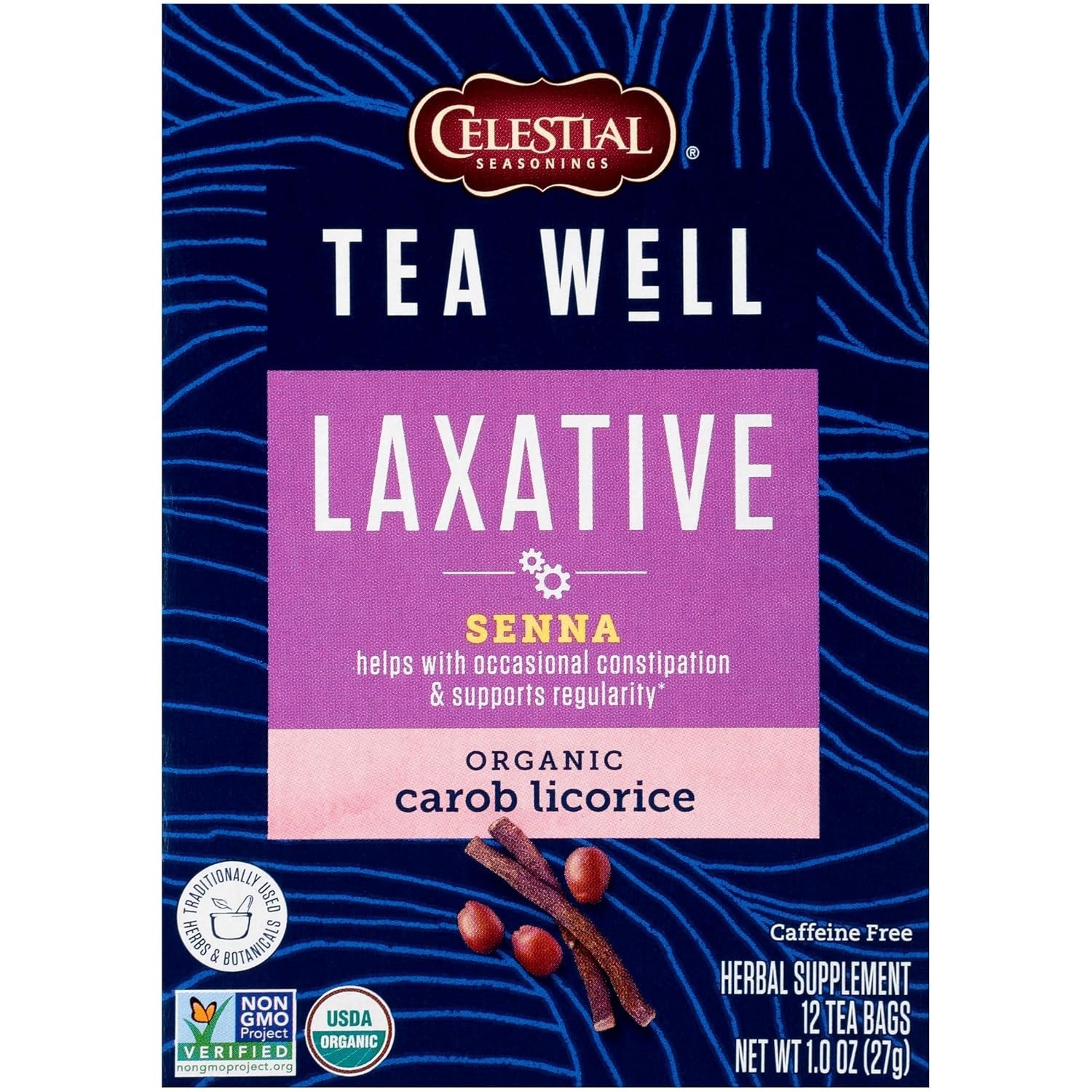 Celestial Seasonings TeaWell Herbal Tea, Laxative, Organic Carob Licorice, 12