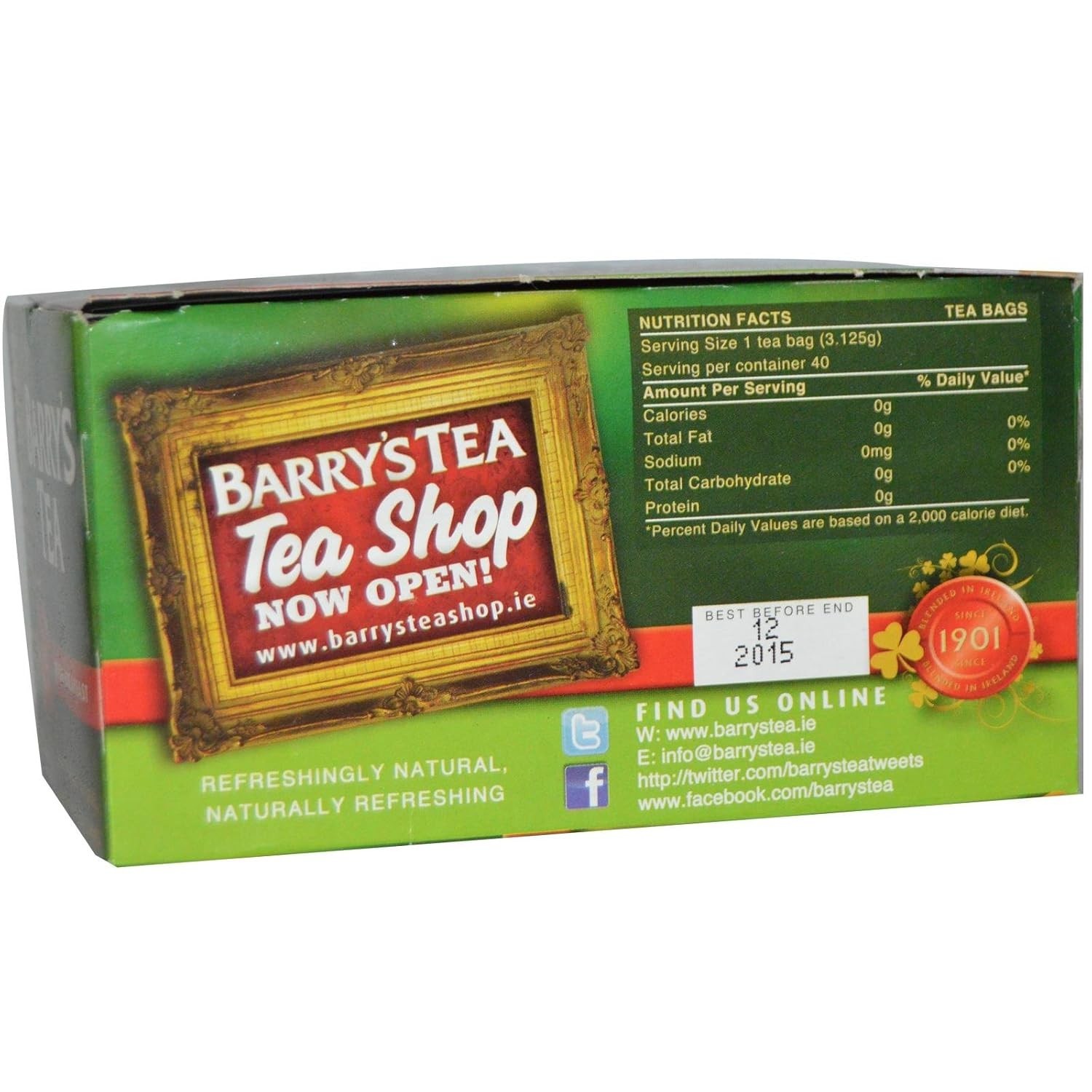 40 Count Unsweetened Irish Breakfast Teabags – High Caffeine, Allergen-Free