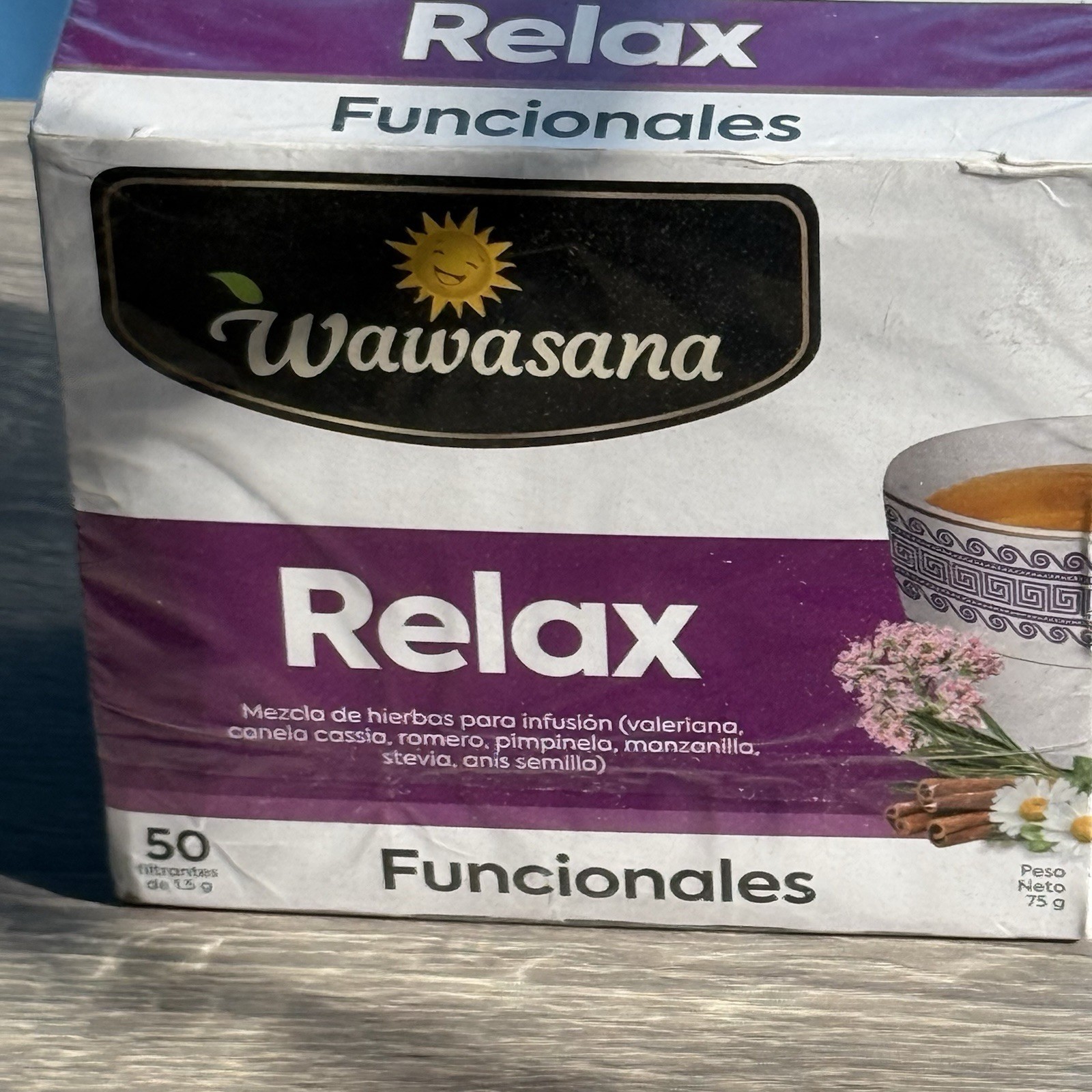 Wawasana Relax 50Tea Bags Peruvian Herbal 100%Natural Mix Herbs Made in Peru 75g