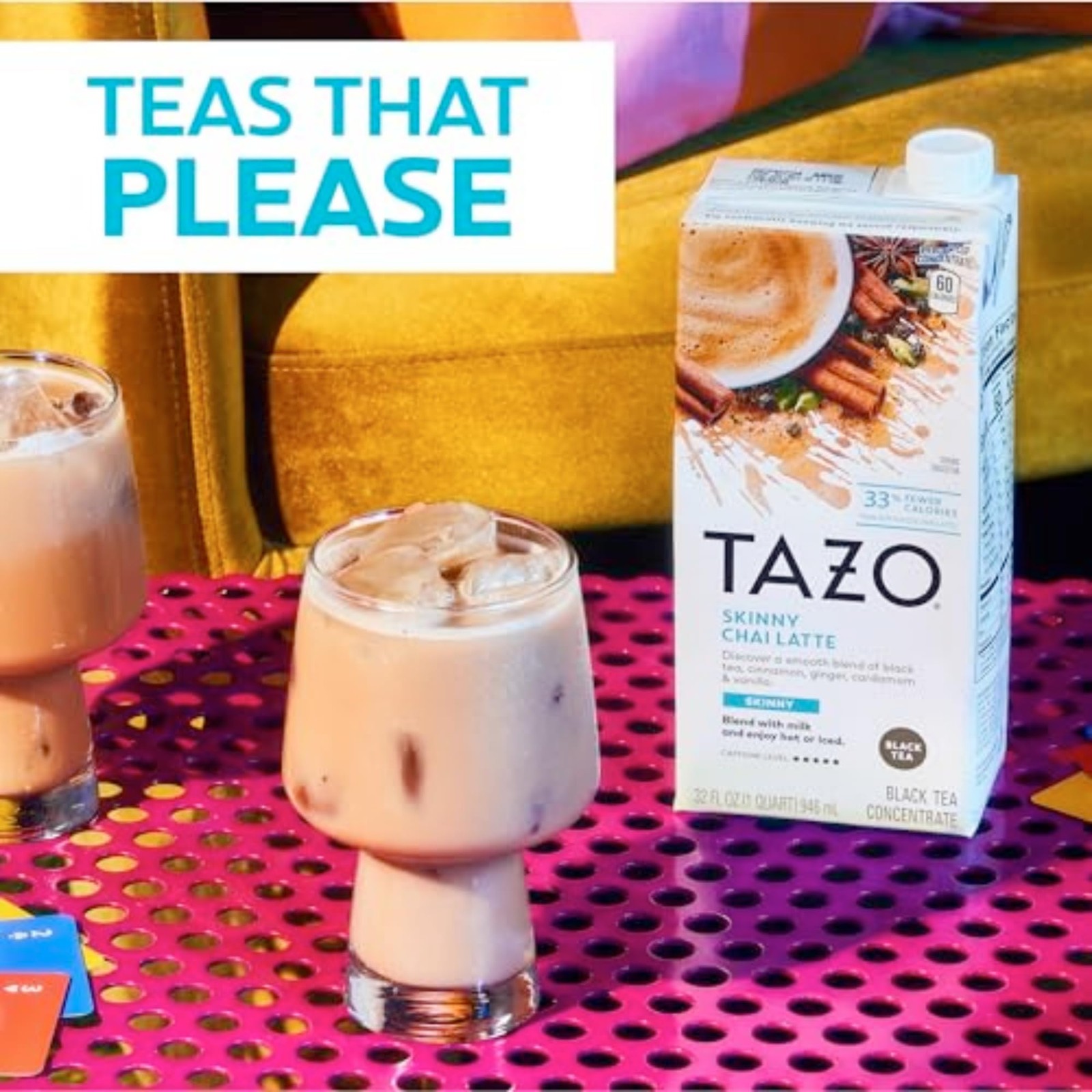 TAZO Skinny Chai Latte Concentrate, Hot or Iced Black Tea, Easy-to-Serve, Eve…