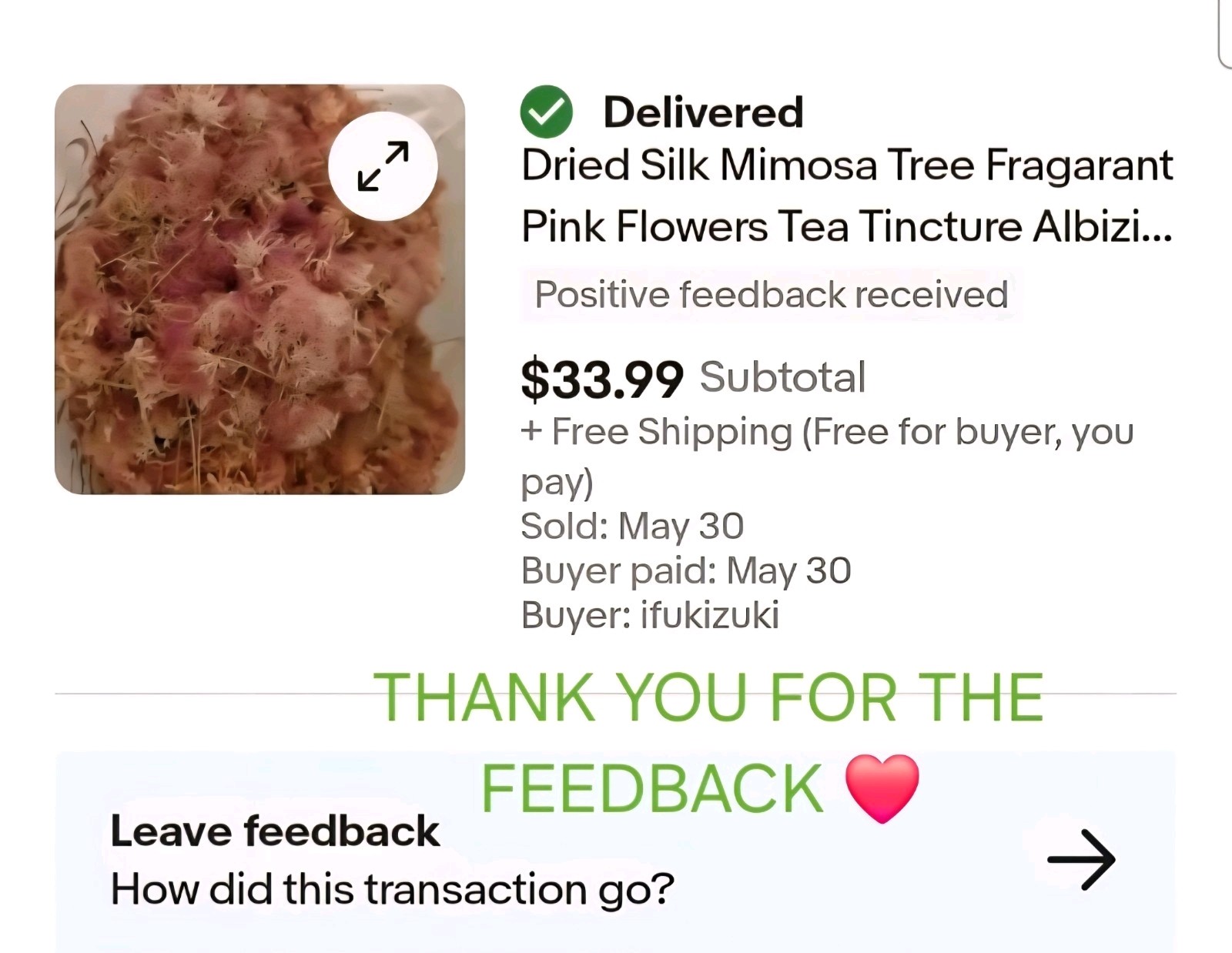 Dried Mimosa Silk Tree Flowers Edible Tea Herb Albizia Julibrissin Calming