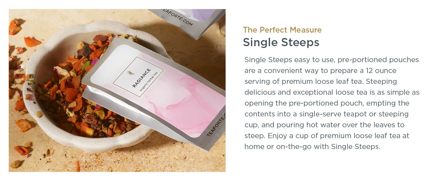 Single Steeps Loose Leaf Tea Sampler, Assorted Variety Tea Box, 15 Single Serve