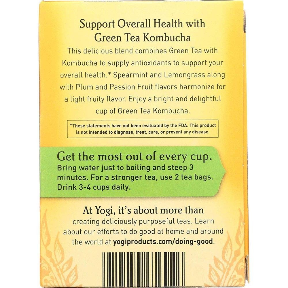 16 Count Yogi Kombucha Green Tea – Natural Herbal Blend for Energy & Immunity