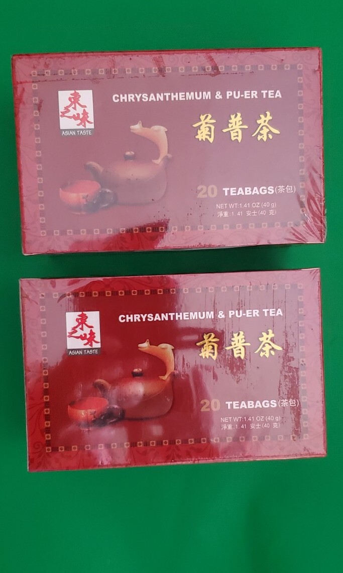 2 PACK CHRYSANTHEMUM & PU ERH TEA ASIAN TASTE TEA BAGS (20 BAGS )
