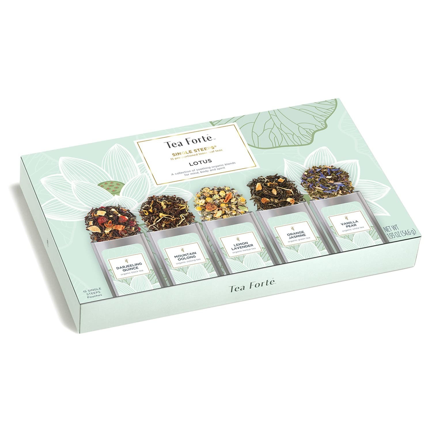 Single Steeps Loose Leaf Tea Sampler, Assorted Variety Tea Box, 15 Single Ser…