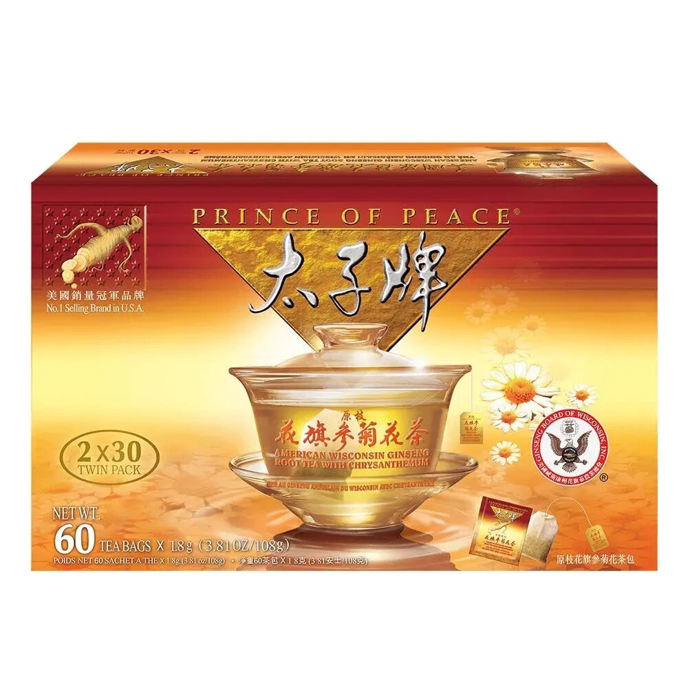 Prince of Peace American Wisconsin Ginseng Root Tea with Chrysanthemum