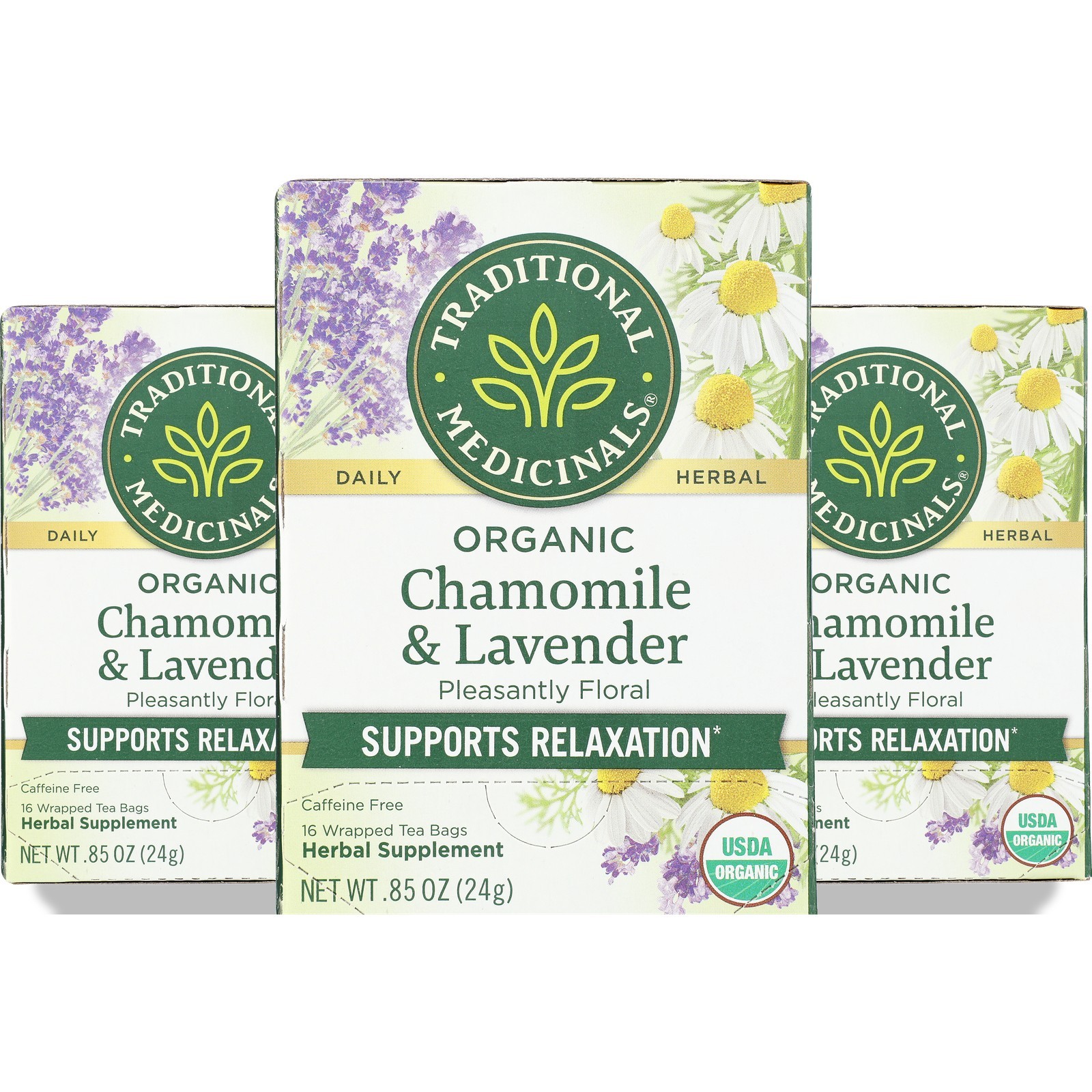 Traditional Medicinals Organic Chamomile & Lavender Herbal Tea 16 Count 3 Pack