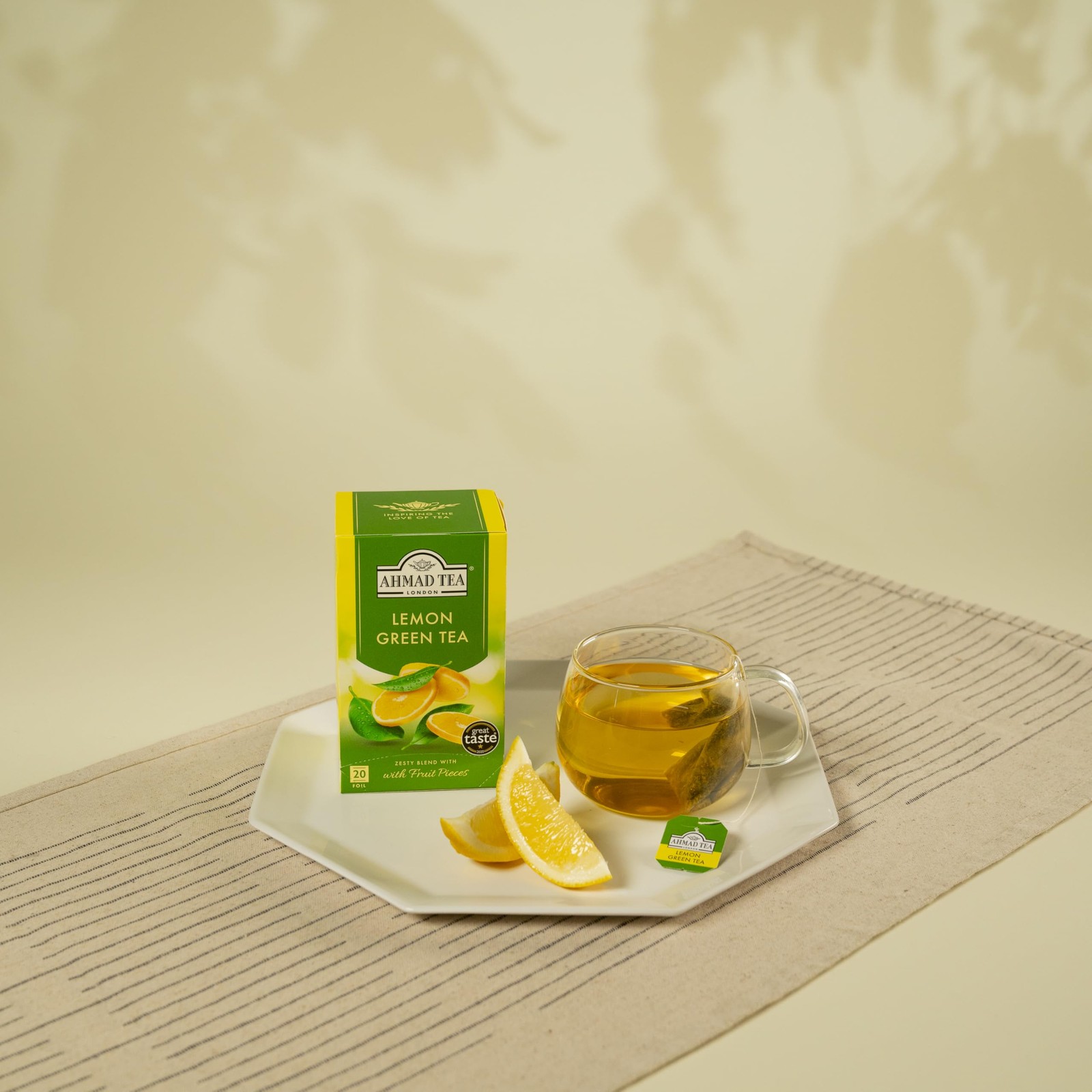 English Teas, “Lemon Green Tea” – Tagged & Aluminium Foil Enveloped Teabags