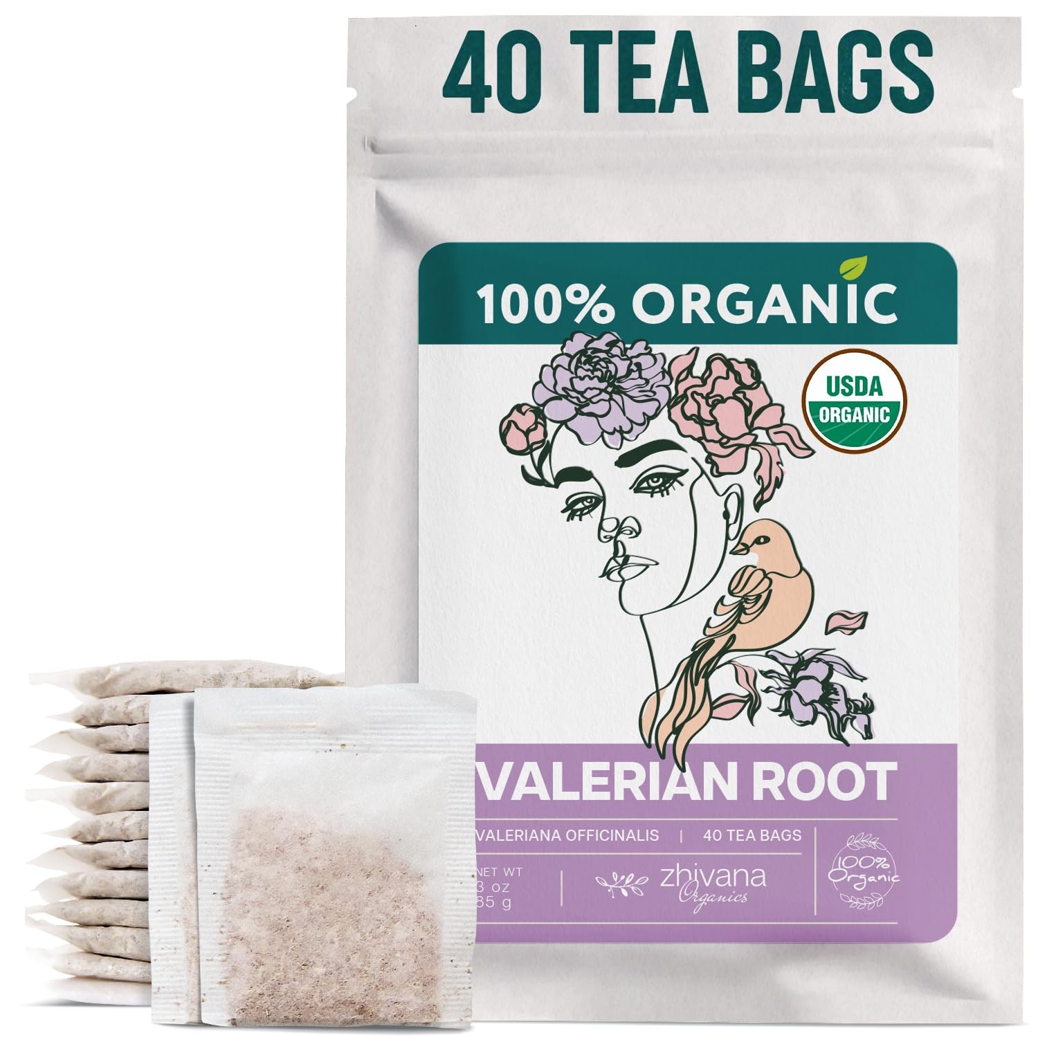 Valerian Root Tea Organic 40 Tea Bags Valeriana Herb – Calming Herbal Infusi…
