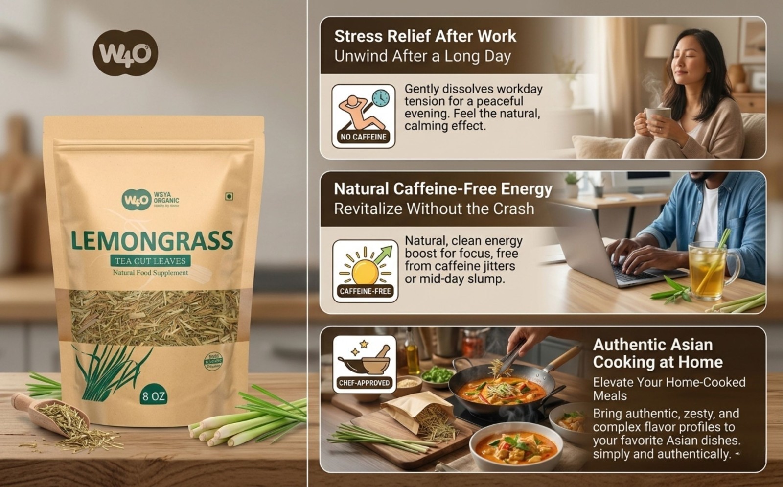 Lemongrass Loose Leaf Herbal Tea Caffeine-Free Culinary & Wellness 224g(2 pack)