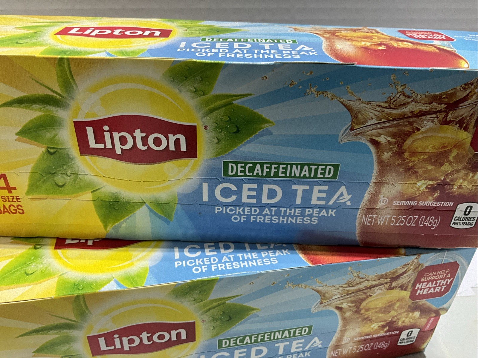 Lipton Decaffeinated Iced Tea 24 Family Size Tea Bags Lot of TWO Boxes New