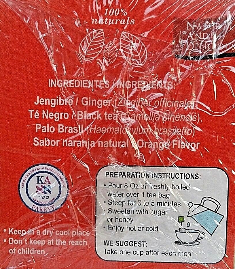 TE DE JENGIBRE GINGER TEA BLEND WITH 25 BAGS Therbal Brand Made in Mexico