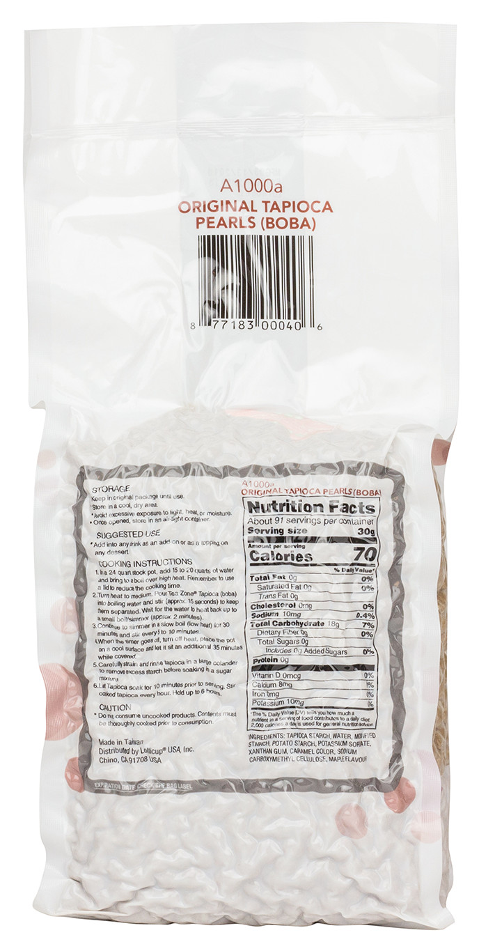 Tea Zone Tapioca Pearl Original Black Boba A1000 Taiwan 6 lbs (96 oz)