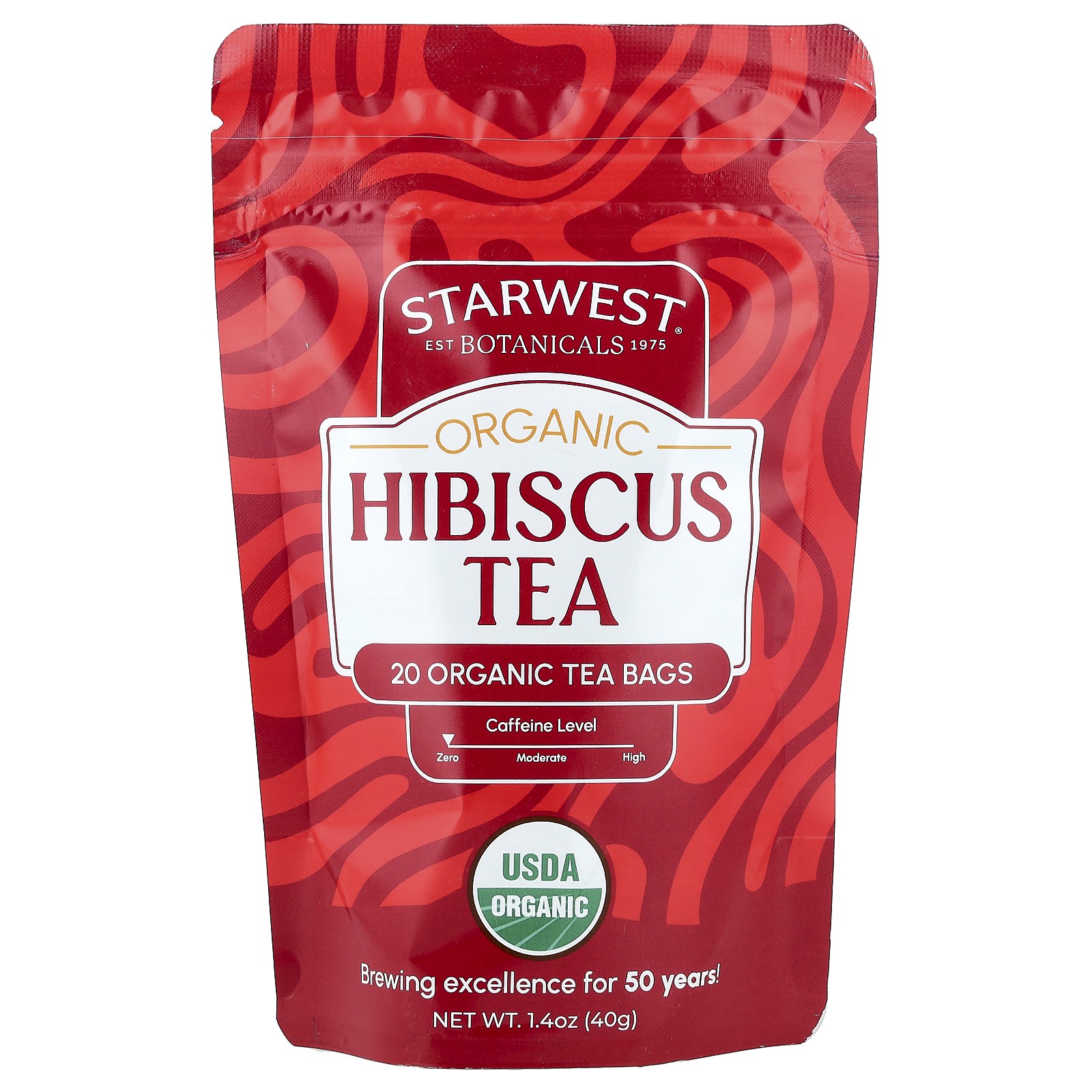 Organic Hibiscus Tea, Caffeine Free, 20 Organic Tea Bags, 1.4 oz (40 g)