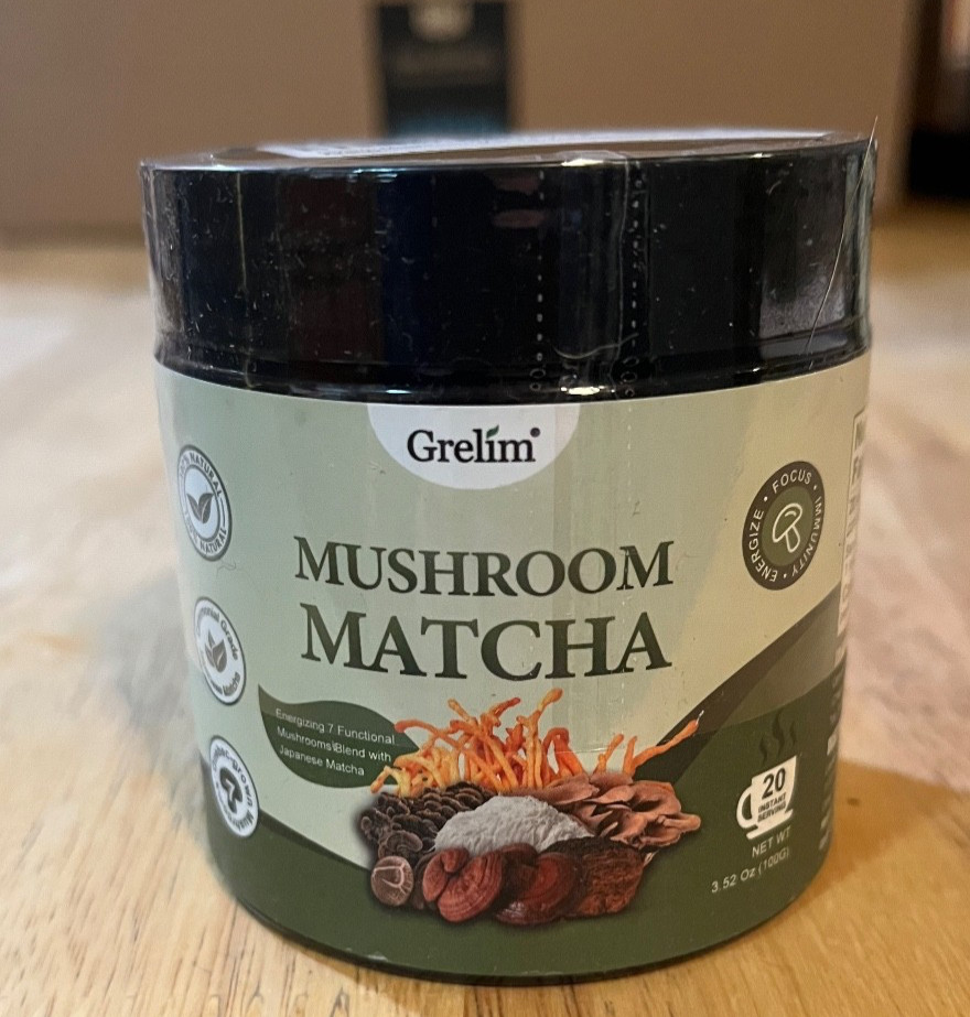 Grelim Mushroom Matcha Infused With 7 Superfood Mushrooms, MCT Oil, Coconut Milk