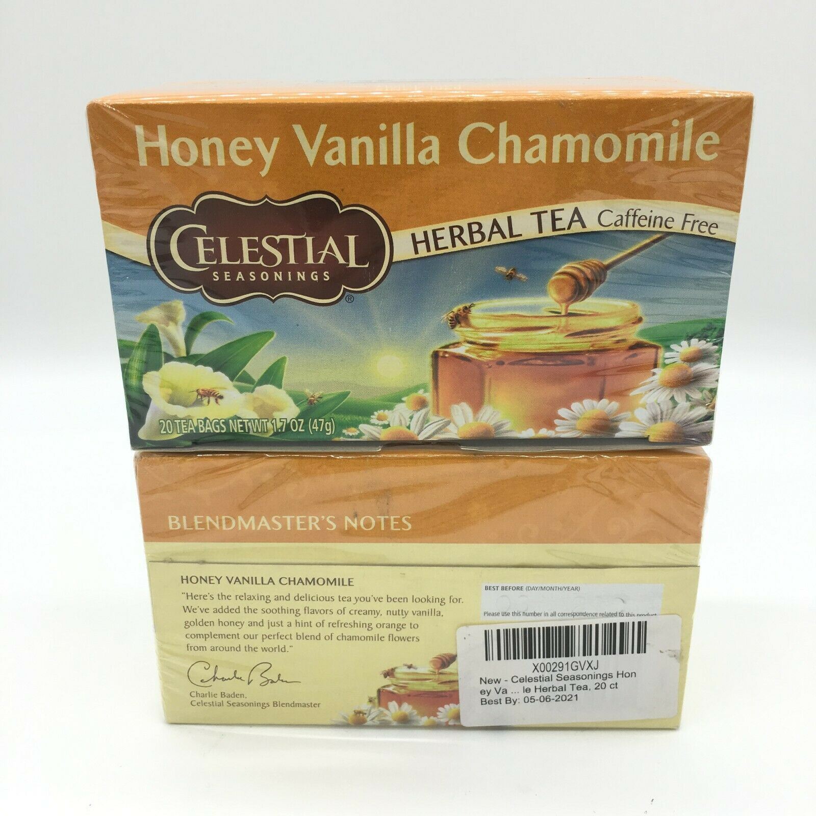 LOT OF 2 Celestial Seasonings Honey Vanilla Chamomile Herbal Tea 40 Tea Bags NEW