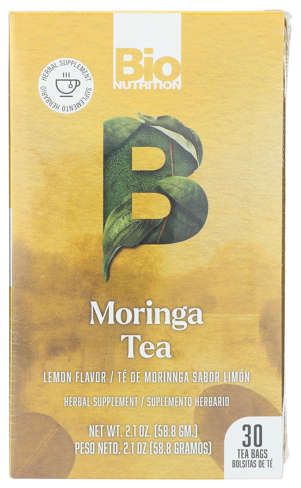 Lemon Flavor Moringa Tea 30 Bags By Bio Nutrition Herbal Supplement 1 Pack