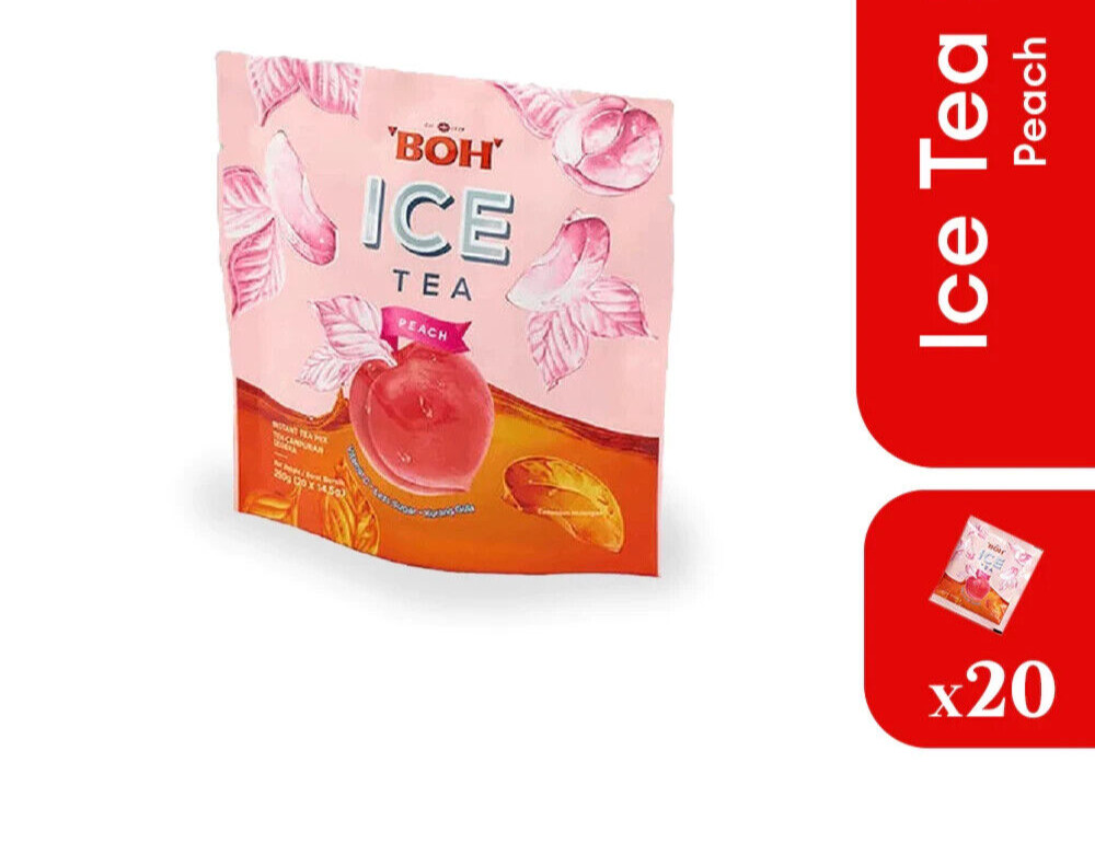 “BOH” ICE TEA PEACH| 14.5g X 20 SACHET| MALAYSIA PRODUCT