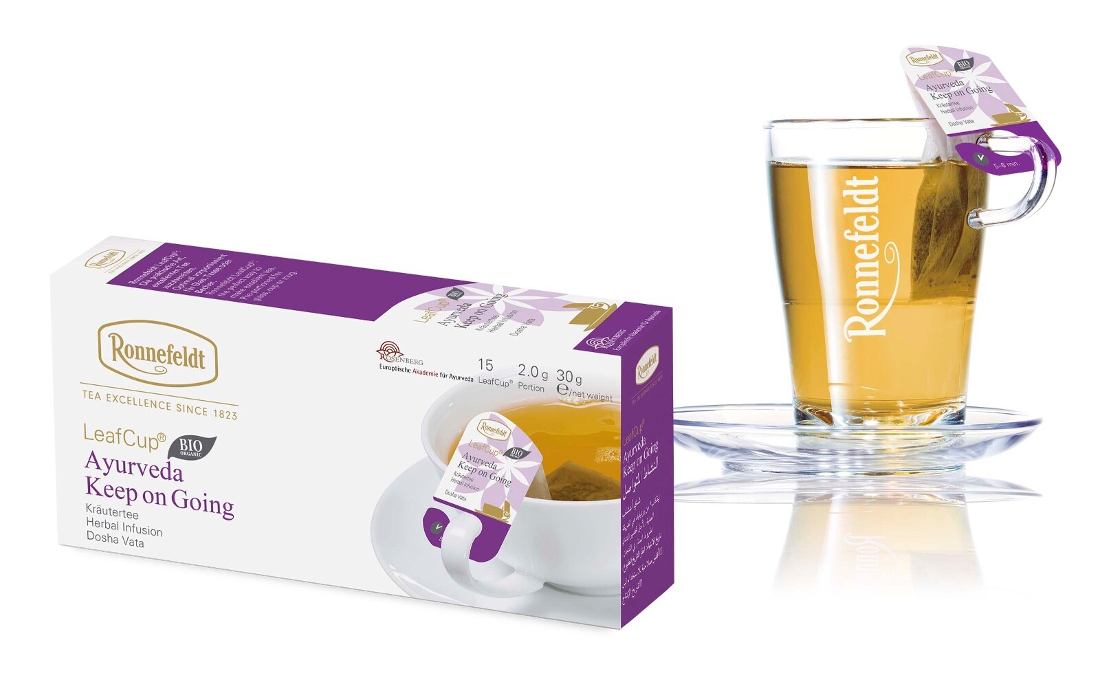 Ronnefeldt Leafcup® Ayurveda Keep on Going. 15 Premium herbal tea bags