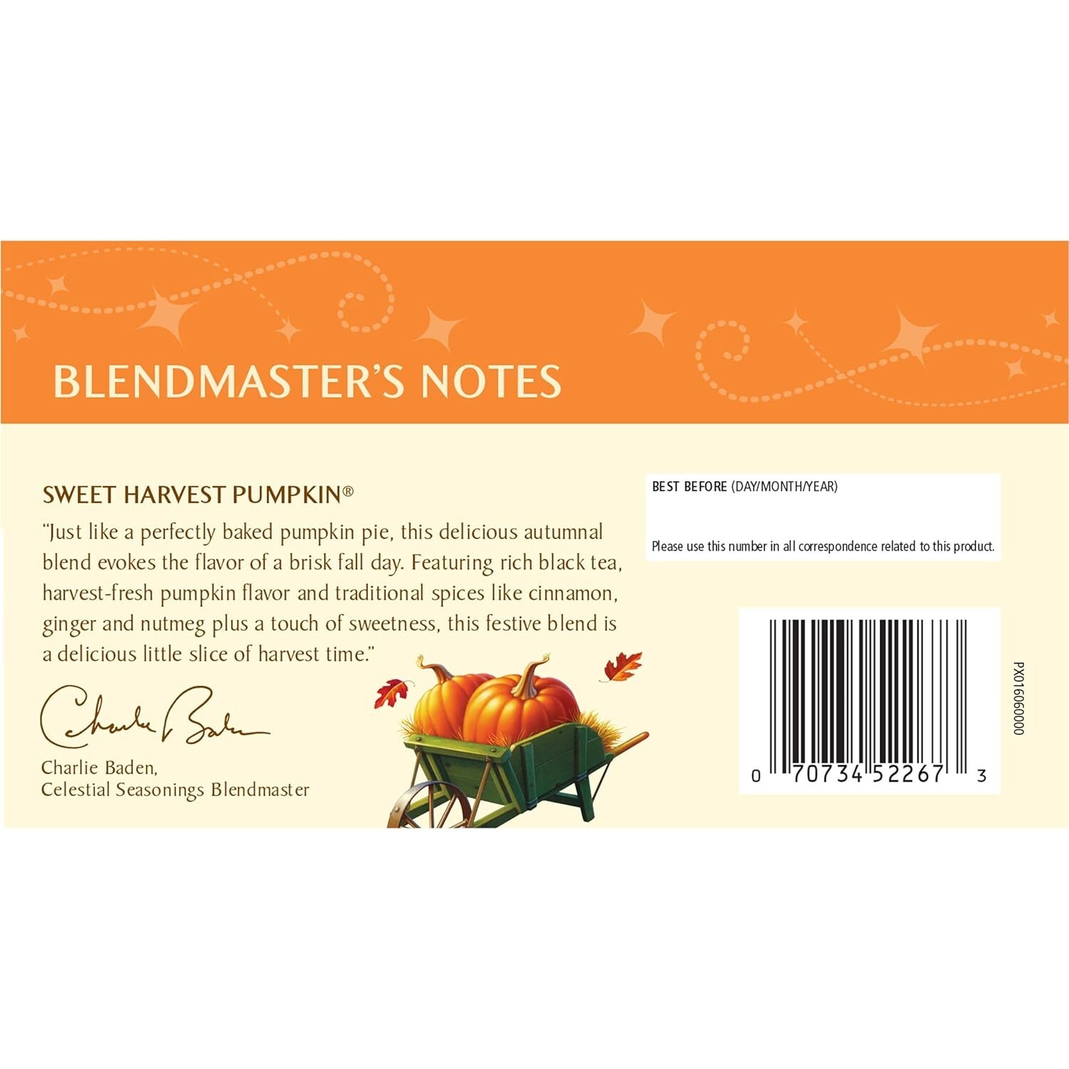 (3-Pack) Celestial Seasonings SWEET HARVEST PUMPKIN Black Tea 18-Tea Bag BB 6/26