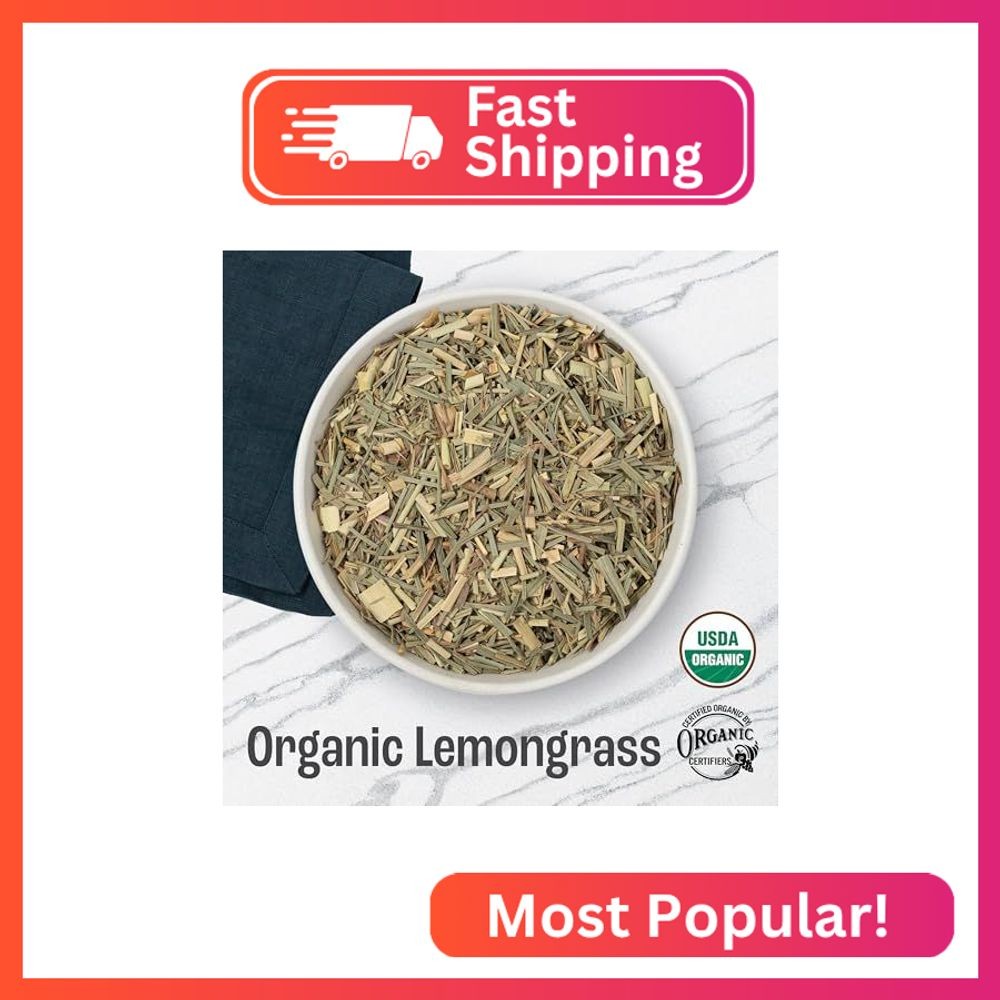 J MAC BOTANICALS Organic Lemongrass (4 oz) Certified USDA Organic, Cut & Sifted